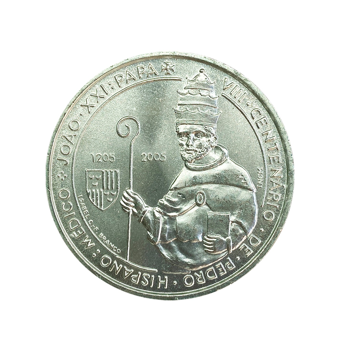 Portugal - Moneda 5 euros en plata 2005 - 800 Aniversario Papa Juan XXI