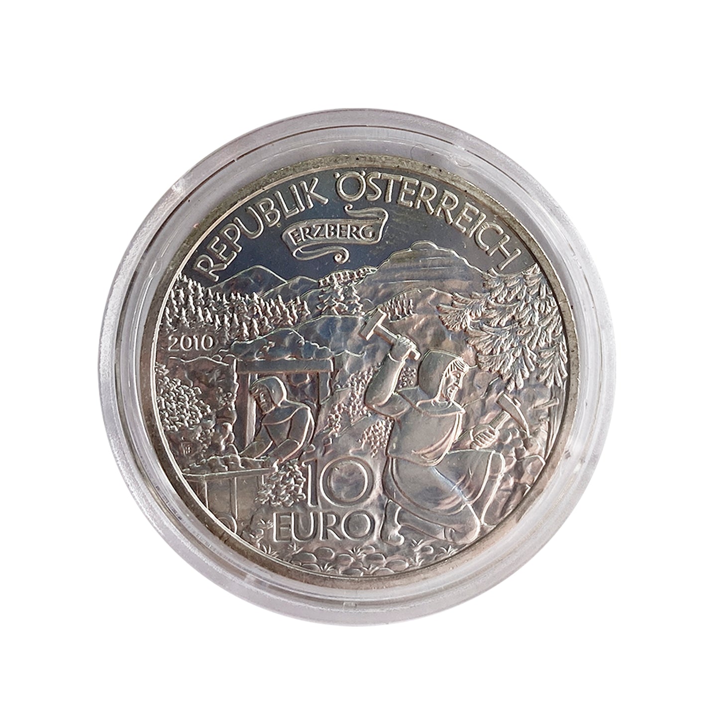 Austria - Moneda 10 euros plata 2010 - Montaña Erzberg en Estiria