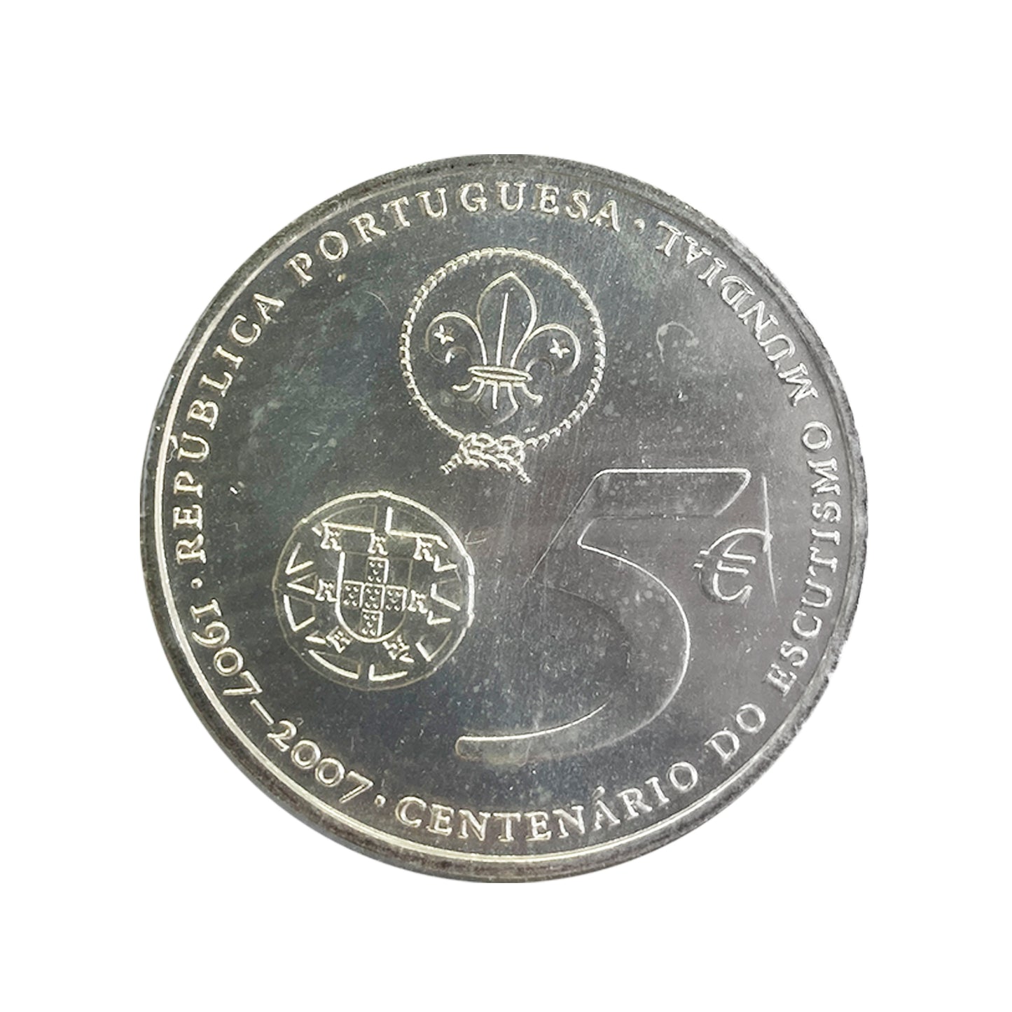 Portugal - Moneda 5 euros en plata 2007 - Centenario del Movimiento Scout