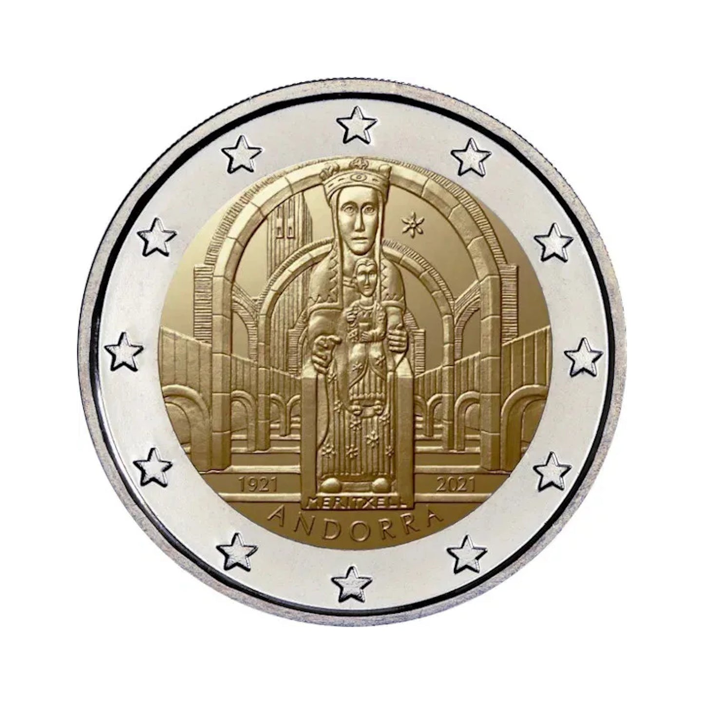 Andorra - Moneda 2 euros conmemorativa Proof 2021 -Centenario de la coronación de Nuestra Señora de Meritxell