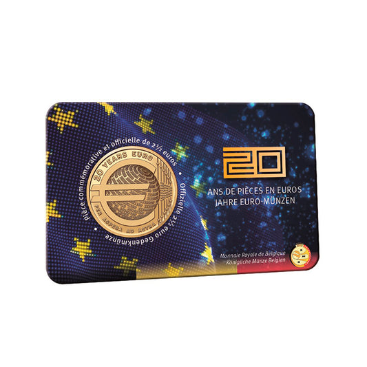 Bélgica - Moneda 2,5 euros conmemorativa 2022 en coincard - 20 años del euro
