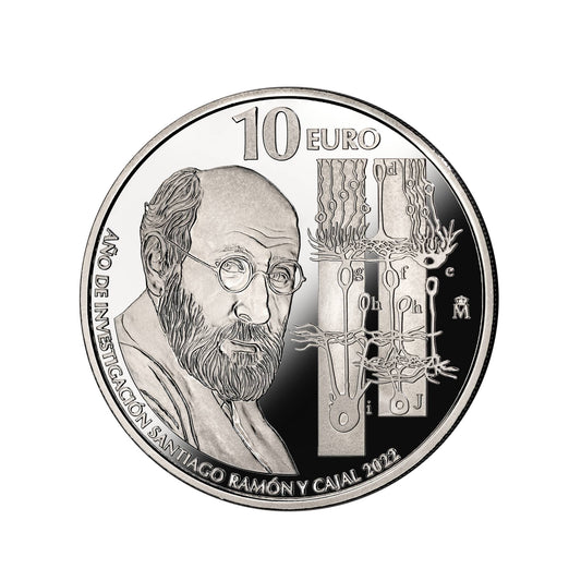 España - Moneda 10 euros en plata 2022 - Año de Investigación Santiago Ramón y Cajal