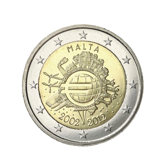 Malta - Moneda 2 euros conmemorativa 2012 - Diez años del Euro
