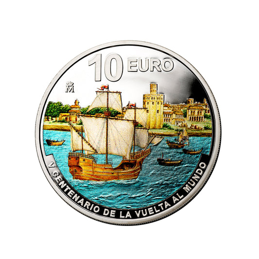 España - Moneda 10 euros en plata 2022 - V Centenario de la Primera Vuelta al Mundo - La llegada
